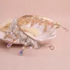 Chic / Beautiful Gold Bridal Jewelry 2017 Metal Beading Crystal Rhinestone Headpieces Wedding Accessories