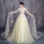 Flower Fairy Yellow Prom Dresses 2017 A-Line / Princess Scoop Neck Long Sleeve Appliques Flower Ruffle Tulle Royal Train Formal Dresses