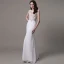 Modern / Fashion White Trumpet / Mermaid Beach Chiffon Wedding Dresses 2017 Scoop Neck Sleeveless Pearl Appliques Lace Sweep Train