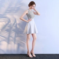 Piękne Szary Sukienki Na Studniówke 2018 Princessa U-Szyja Koronkowe Frezowanie Haftowane Homecoming Sukienki Wizytowe