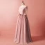 Classique Élégant Rougissant Rose 2018 Grande Taille Robe De Soirée Princesse Bustier En Dentelle Tulle Bretelles croisées Appliques Dos Nu Été 1/2 Manches Soirée Robe De Ceremonie