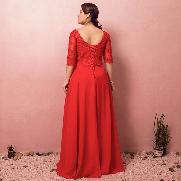 Luxury / Gorgeous Red Plus Size Evening Dresses  2018 A-Line / Princess Lace-up V-Neck Tulle Appliques Backless Beading Rhinestone Evening Party Prom Dresses