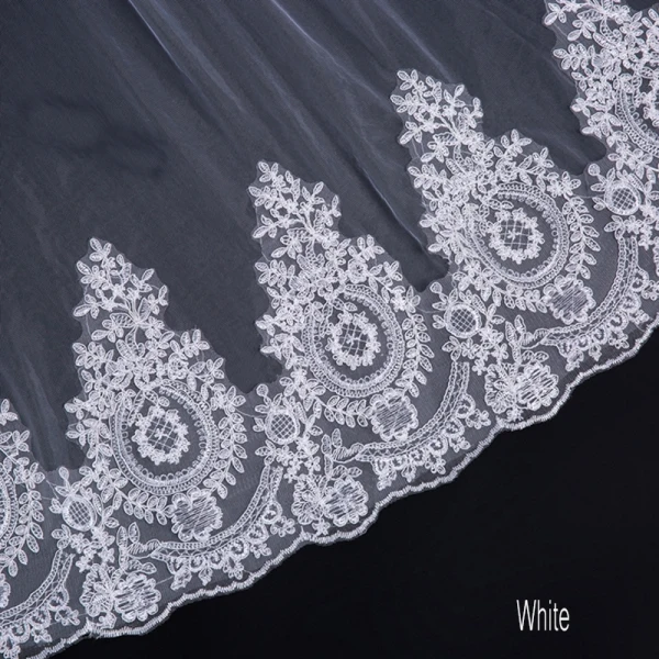 Chic / Beautiful White Wedding Tulle Lace Appliques Cathedral Train Wedding Veils 2018