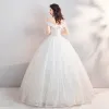 Sparkly Bling Bling White Floor-Length / Long Wedding 2018 Starry Sky Tulle Strapless Backless Beading Sequins Ball Gown Wedding Dresses