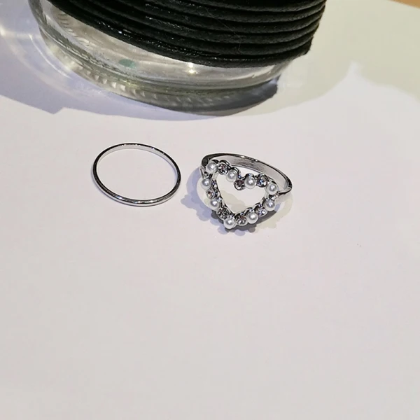 Elegancka Srebrny Perła Rhinestone Praca Święto Pierścienie 2019 Akcesoria