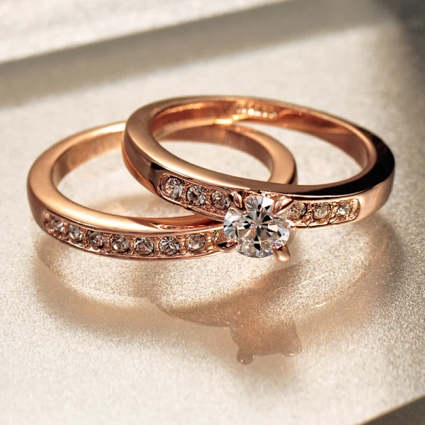 Modern / Fashion Rhinestone Gold Cubic Zirconia Ring Pageant 2-piece Rings 2019 Accessories