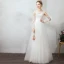 Modest / Simple White Evening Dresses  2019 A-Line / Princess Lace Tulle U-Neck Long Sleeve Appliques Backless Embroidered Honeymoon Resort Wear Summer Formal Dresses
