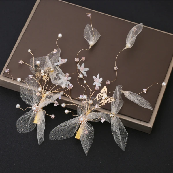 Flower Fairy Cinderella White Earrings Headpieces 2019 Butterfly Flower Wedding Prom Evening Party Handmade Accessories