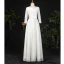Classic Elegant Ivory Plus Size Wedding Dresses 2020 A-Line / Princess V-Neck Floor-Length / Long Lace Satin Long Sleeve Checked Embroidered Solid Color Wedding