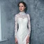 Vintage / Originale Ivoire Dentelle Robe De Mariée 2017 Trompette / Sirène Col Haut Manches Longues Dos Nu Laçage Tribunal Train