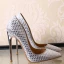 Elegant 2017 10 cm / 4 inch Black Silver Office Leather Silver Summer High Heels Stiletto Heels Pumps