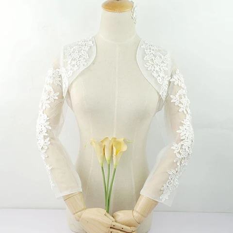 Applikationen Spitze Kurze Ärmel Weiß Hochzeit Jacken / Mäntel 2017