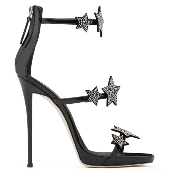 Modern / Fashion Silver 10 cm 2018 High Heels Star Zipper Ankle Strap Beading Rhinestone Sandals Open / Peep Toe Stiletto Heels Evening Party Hall