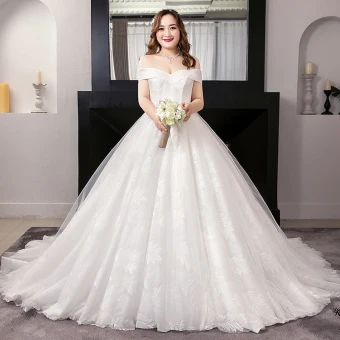Unique Blanche Robe Boule Robe De Mariée 2019 Appliques Dos Nu Dentelle Tulle Bustier Chapel Train Mariage