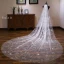 Glitter Bling Bling Witte Tule Glans Kerk Chapel Train Bruidssluier 2019