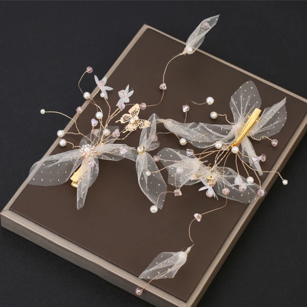 Flower Fairy Cinderella White Earrings Headpieces 2019 Butterfly Flower Wedding Prom Evening Party Handmade Accessories