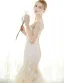 Romantique Champagne Robe De Mariée 2017 Trompette / Sirène 3/4 Manches Appliques En Dentelle Fleur Perlage Cristal Volants Tribunal Train