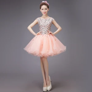 Fine Rødmende Rosa Graduation Kjoler 2017 U Hals Blonder Korsett Rhinestone Strappy Homecoming