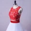Stunning 2 Piece Red White Wedding Dresses 2017 Scoop Neck Strapless Sleeveless Ruffle Flower Ball Gown Chapel Train
