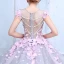 Stunning Amazing / Unique Wedding Dresses 2017 Scoop Neck Sleeveless Appliques Bow Lace Blushing Pink Flower Grey Organza Ball Gown Prom Dresses Chapel Train