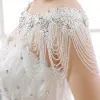 White Lace Beading Crystal Rhinestone Wedding Shawls 2017