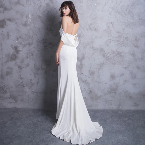 Classic Elegant White Evening Dresses 2018 Trumpet / Mermaid Halter Backless Evening Party Formal Dresses