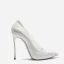 Schöne Weiß 2018 Hochzeit 10 cm / 4 inch Hochhackige Satin Mit Spitze Applikationen Spitzschuh Abend Ball Brautschuhe