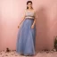 Chic / Beautiful Sky Blue Plus Size Evening Dresses  2018 A-Line / Princess U-Neck Tulle Appliques Backless Beading Evening Party Prom Dresses