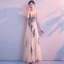 Amazing / Unique Beige Floor-Length / Long Evening Dresses  2018 A-Line / Princess U-Neck Tulle Backless Beading Pearl Sequins Evening Party Formal Dresses