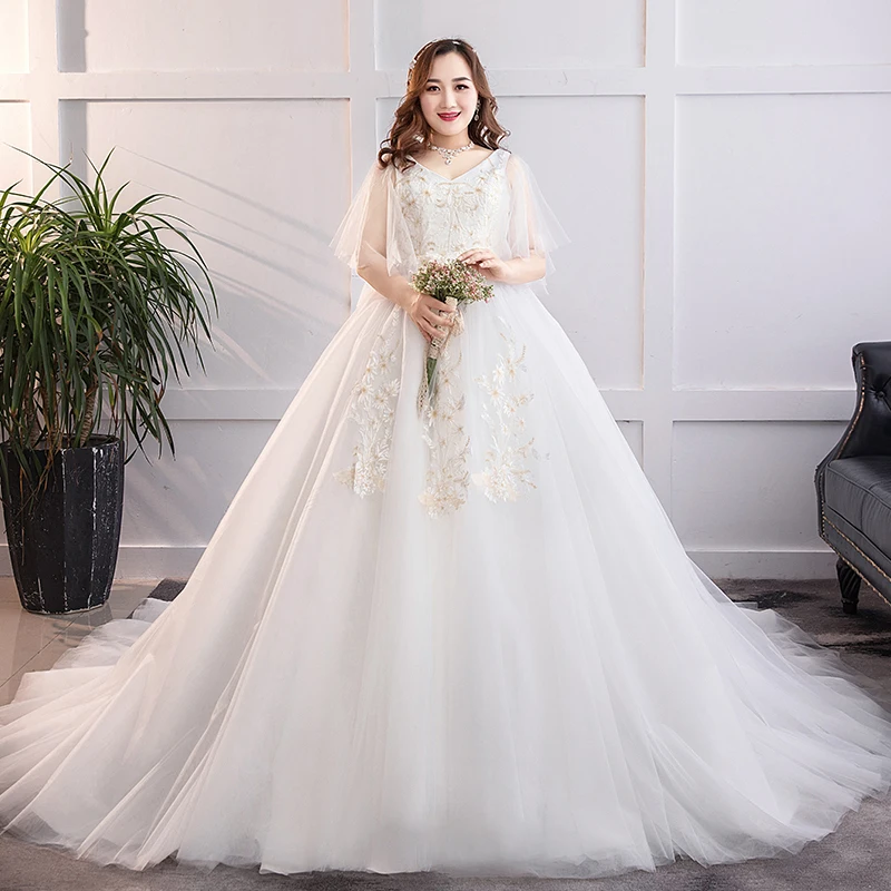 chinese dress ladies Dreamyannie Women Wedding Dress V Neck A-Line/Princess Tulle Lace Bridal  Dress With Appliques Lace  Dreamyannie UK