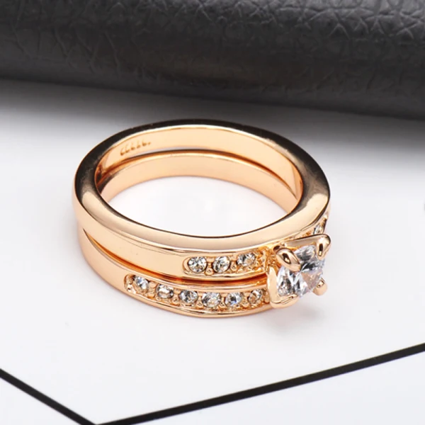 Modern / Fashion Rhinestone Gold Cubic Zirconia Ring Pageant 2-piece Rings 2019 Accessories