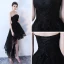 Schöne Partykleider Schwarz 2017 Gekreuzte Träger Applikationen Rückenfreies Riemchen Chiffon Spitze Bandeau Ärmellos Cocktail