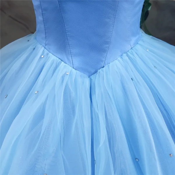 Cinderella Prom Dresses 2017 Off-The-Shoulder Short Sleeve Beading Rhinestone Butterfly Sweep Train Glitter Organza Ball Gown Formal Dresses