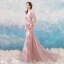 Modern / Fashion Blushing Pink 2018 Evening Dresses  Summer V-Neck Tulle Lace Appliques Backless Floor-Length / Long Trumpet / Mermaid Evening Party Formal Dresses