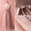 Classique Élégant Rougissant Rose 2018 Grande Taille Robe De Soirée Princesse Bustier En Dentelle Tulle Bretelles croisées Appliques Dos Nu Été 1/2 Manches Soirée Robe De Ceremonie