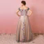 Flower Fairy Ocean Blue Plus Size Prom Dresses 2018 A-Line / Princess Tulle V-Neck Backless Printing Prom Spring Evening Party Evening Dresses
