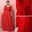Luxury / Gorgeous Red Plus Size Evening Dresses  2018 A-Line / Princess Lace-up V-Neck Tulle Appliques Backless Beading Rhinestone Evening Party Prom Dresses