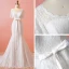 Chic / Beautiful Ivory Plus Size Chapel Train Wedding Dresses 2018 Trumpet / Mermaid V-Neck Tulle 1/2 Sleeves Appliques Pierced Wedding