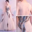 Amazing / Unique Beige Floor-Length / Long Evening Dresses  2018 A-Line / Princess U-Neck Tulle Backless Beading Pearl Sequins Evening Party Formal Dresses