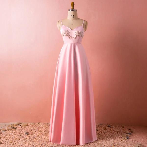 Chic / Beautiful Candy Pink Plus Size Evening Dresses 2018 A-Line / Princess With Shawl V-Neck Charmeuse Beading Crystal Evening Party Formal Dresses