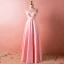 Chic / Beautiful Candy Pink Plus Size Evening Dresses  2018 A-Line / Princess With Shawl V-Neck Charmeuse Beading Crystal Evening Party Formal Dresses