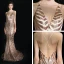 Modern / Fashion Champagne Court Train Evening Dresses  2018 V-Neck Trumpet / Mermaid Zipper Up Backless Beading Sequins Polyester Evening Party Formal Dresses