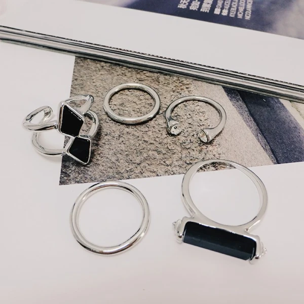 Mode Guld Damast Ringar Set Metall Informell 5-delat Ringar 2019 Tillbehör