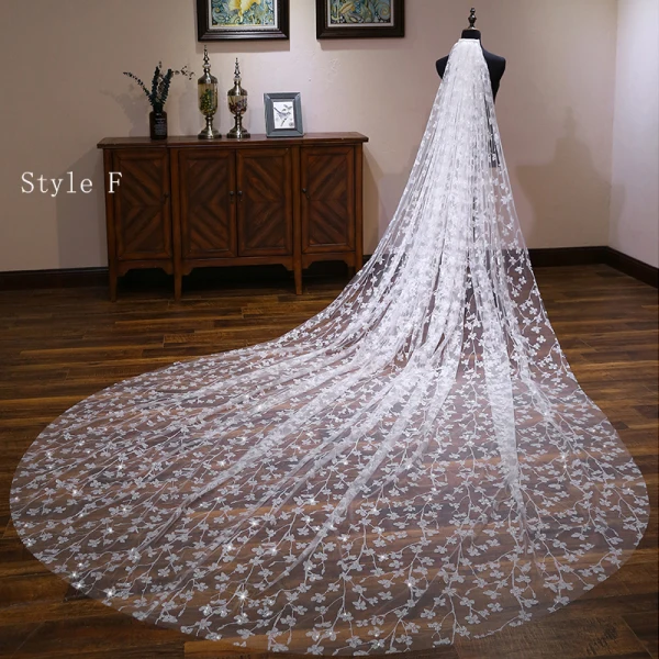 Glitter Bling Bling Witte Tule Glans Kerk Chapel Train Bruidssluier 2019