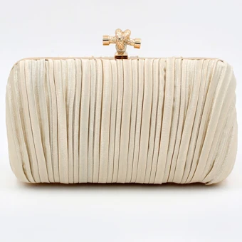 Modest Simple Champagne Clutch Bags Striped Velour Cocktail Party Evening Party Accessories 2019