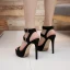 Unique Noire Peep Toes / Bout Ouvert Talons Hauts 14 cm 2019 Caoutchouc Boucle Lanières Cocktail Soirée Talons Aiguilles Escarpins Chaussures Femmes