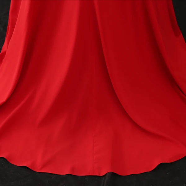 Simple Rouge Grande Taille Robe De Soirée 2020 Trompette / Sirène De l'épaule Fermeture éclair Couleur Unie Sans Manches Dos Nu Train De Balayage Soirée Robe De Ceremonie