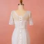 Chic / Beautiful Ivory Plus Size Chapel Train Wedding Dresses 2018 Trumpet / Mermaid V-Neck Tulle 1/2 Sleeves Appliques Pierced Wedding