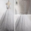 Sparkly Bling Bling White Chapel Train Wedding 2018 U-Neck Tulle Glitter Beading Crystal Sequins Ball Gown Wedding Dresses
