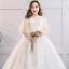 Schöne Weiß Übergröße Brautkleider / Hochzeitskleider 2019 A Linie Tülle Spitze V-Ausschnitt Applikationen Rückenfreies Kapelle-Schleppe Hochzeit